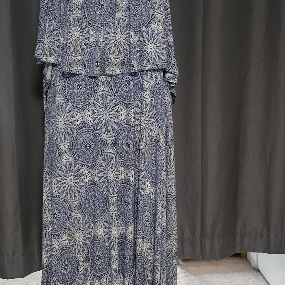 Torrid Navy and White Patterned Maxi Dress